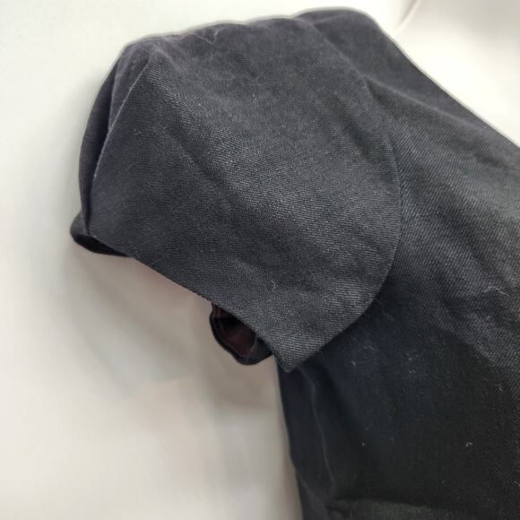 Rebecca Taylor Cross Front V Neck Pencil Formal Black Wool Linen Dress Women's 2 - Picture 7 of 12